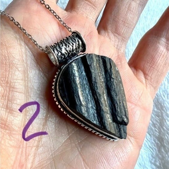 Handmade Jewelry - 925 Protection RAW Black Tourmaline Necklace Pendant